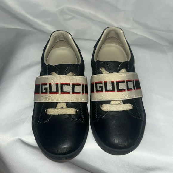 Gucci Kids Navy Sneakers with Logo Strap size 24 - Picture 2 of 6